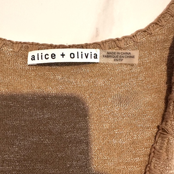 Alice + Olivia Tan Jacinda Tie Front Tank Top Size XS - Picture 5 of 5
